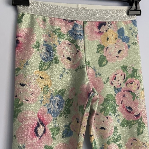 𝅺H&M Girls Gray Floral Glitter Legging 8-9 Y - Picture 2 of 4